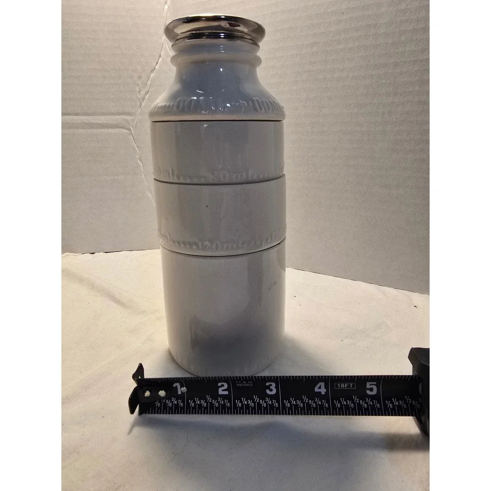 Alcott Ceramic Stackable Milk Bottle Measuring Cup Set White Multi Color 4 Piece